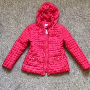 Children's Quilted Hooded Jacket - pink, size 8/126, great condition
